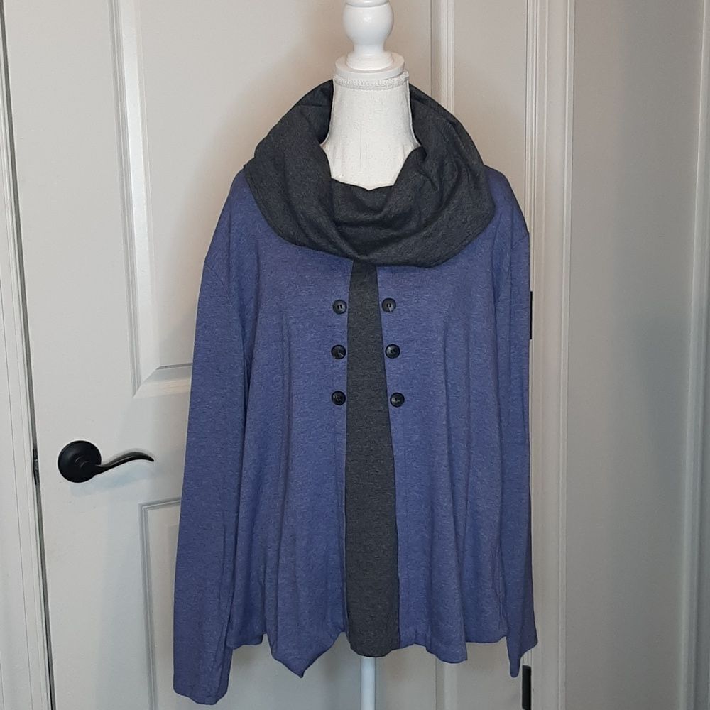 Bebonnie XXL Blue Cowl Neck Shirt
